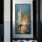 Vintage Pirate Ship In The Sea Canvas Painting Black Sailing Ship Hand Painted Oil Painting Home Decor Living Room Wall Art Decor - Image 7