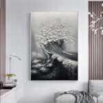 Abstract 3D Ocean Wave Thick Art Hand-painted Oil Painting Room Decor Art Paintings Wall Pictures Artwork For Home Decor - Image 2