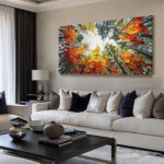 Modern Brich Treescape Landscape Canvas Artwork Handpainted Orange Forest Thick Oil Painting Natural Home Wall Decor - Image 7